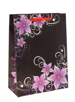 Пакет ламинированный цветочная фантазия лилии на черном